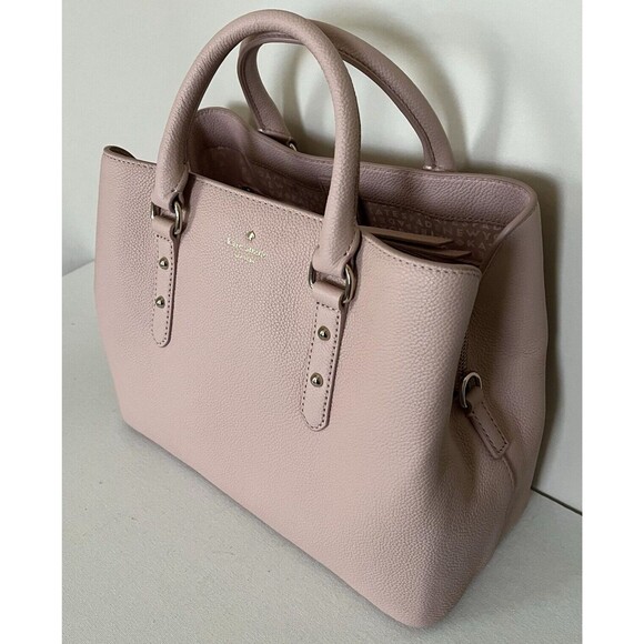 New Kate Spade Larchmont Avenue Evangelie Satchel Pebble Leather Warm Vellum - Picture 2 of 7